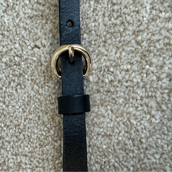 Ann Taylor Med Black Leather Belt with Gold Accent - Picture 5 of 5
